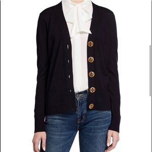 Tory Burch Black Simone Button Down Sweater - Large
